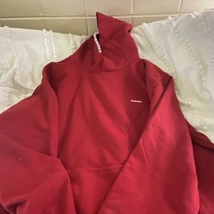 red mad happy hoodie